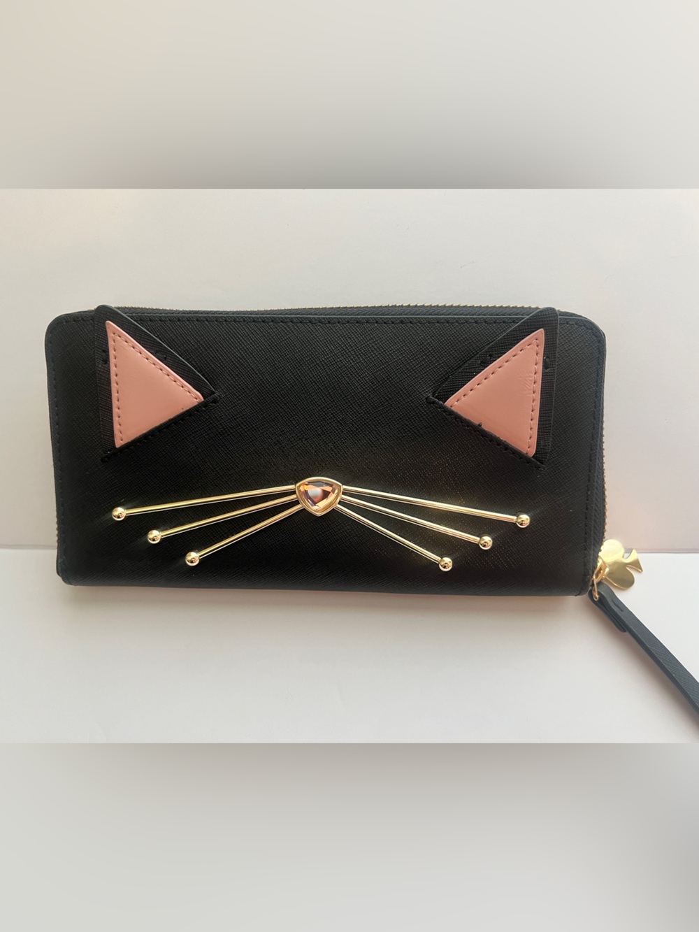 Kate Spade Jazz Things Up Cat Neda Zip Around Wallet Black WLRU3074